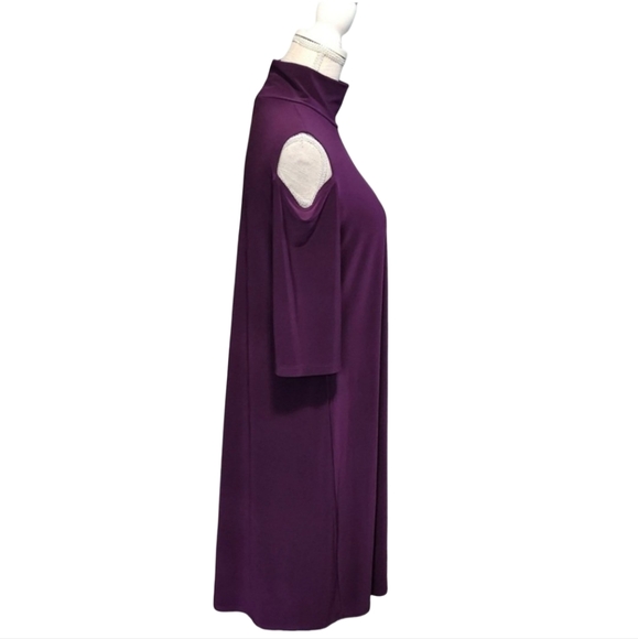 CLARA SUN WOO Dress Womens Small Purple Cold Shoulder Turtleneck Stretch Knit US - Picture 4 of 9